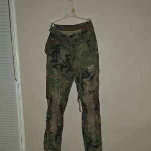 Green and Brown Cargo Pants with Tactical Design